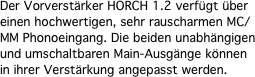 Der Vorverstrker HORCH 1.2 verfgt